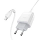 Сетевого зарядного пристрою HOCO C72Q Glorious single port QC3.0 charger set(Micro) White - зображення 2