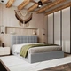 Кровать полуторная с подъемным механизмом 140x200 Tiramisu Light Grey Viorina-Deko Светло-серый (каркас с ламелями/без матраса) (ЛДСП/ткань) - зображення 6