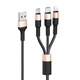 Кабель HOCO X26 USB to iP+Type-C+Micro 2A, 1m, nylon, aluminum connectors Black+Gold - изображение 1