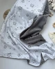 Детский плед для новорожденного малыша из плюша и хлопка 100×80 см Пленеты темно серый с белым - изображение 1