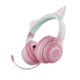 Беспроводные детские наушники PowerMe Kitty с ушками и RGB-подсветкой съемный микрофон Pink - изображение 1