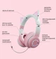 Беспроводные детские наушники PowerMe Kitty с ушками и RGB-подсветкой съемный микрофон Pink - изображение 5