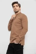 Рубашка мужская однотонная с принтом бежевый 186R2077 Ager 5XL - изображение 3