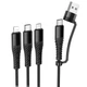 Дата кабель HOCO X123 Victory 3in1 Type-C to Lightning/Type-C/MicroUSB 3A (1m) (Black) (243503) - изображение 3