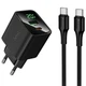 Сетевое зарядное устройство HOCO CS83A Excellent with digital display PD20W+QC3.0 (1USB-A/1C) + кабель Type-C to Type-C (Black) (243551) - изображение 1