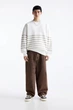 Світшот на флісі Pull & Bear молочний в бежеву смужку FZUUA953 L - изображение 2