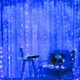 Светодиодная гирлянда штора 3х2м 240LED синяя для окон с режимами мерцания праздничная световая завеса декор для интерьера дома и фотозоны - изображение 1