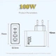 Сетевое зарядное устройство Essager 100W GaN 4 Travel Charger 2 Type-C + 2 Type-A White (ES-CD37) - изображение 4
