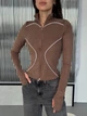 Жіноча приталена кофта на блискавці Uaclothes 44 Капучино (like36336-167591365) - зображення 3