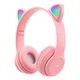 Бездротові Bluetooth навушники накладні з підсвічуванням котячі вушка Cat Miu Star P47 рожеві для дітей - зображення 1