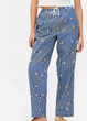 Женские пижамные штаны Primark Wide Leg Pajama Bottoms L для дома и сна Синий (8642) - изображение 1