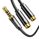 Аудіокабель - розгалужувач UGREEN AV141 3.5mm male to 2 Female, Black - зображення 3