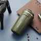 Термокружка для кофе и чая Coffee из нержавеющей стали с крышкой 400 мл хаки - изображение 4