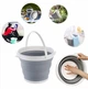 Відро силіконове 10 літрів туристичне складане Collapsible Bucket з ручкою без кришки Сіре - зображення 4