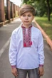 Вишита сорочка для хлопчика 5–12 років, батист, біла, довгий рукав, натуральна вишивка , 134, Білий з червоним - зображення 2