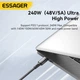 Кабель універсальний Essager USB Type C to Type-C, 240W 5A, 2м, 480 Mbps, PD 3.1, AI чип, підвищеної міцності, чорний - зображення 2