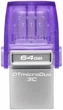 Накопичувач Kingston 64GB USB 3.2 Type-A Gen1 + Type-C DT microDuo 3C R200MB/s - зображення 1