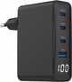 Ładowarka Gembird GaN 3 x USB-C 1 x USB-A 100W Black (TA-UC-PDQC100LCD-01-BK) - obraz 1