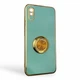 Чохол для Xiaomi Redmi 9A глянцевий із захистом камери із золотою окантовкою з кільцем-підставкою бірюзовий - зображення 2