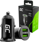 Ładowarka samochodowa Green Cell PowerRide Nano 36W 2 x USB-A PD 3.0 Black (CADM-GC-36AA) - obraz 1