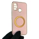 Чехол для Tecno Spark 7 (KF6n) глянцевый с защитой камеры с золотой окантовкой и кольцом MagSafe пудровый - изображение 2