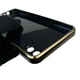 Чехол для Samsung Galaxy A02 SM-A022G глянцевый с защитой камеры с золотой окантовкой черный - изображение 5