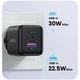 Зарядний пристрій мережевий Ugreen USB-A + USB-C X516 Gan, чорний - зображення 3