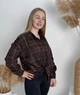 Котонова сорочка оверсайз в клітинку. Коричнева, L - зображення 2