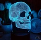 Акриловый 3D светильник ночник Череп с черной подставкой 7 цветов - изображение 3