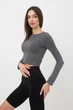 Топ укороченный с длинным рукавом Giulia CROP TOP L/XL Grey-poppy seed, Топ с длинным рукавом - изображение 3