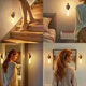 Светильник LED W-52 настенный с датчиком движения, под дерево Induction lamp, аккумуляторная лампа-ночник с теплым светом, магнитным креплением и USB-зарядом, для спальни, коридора, кухни Темное дерево - изображение 6
