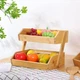Бамбуковая кухонная этажерка для фруктов и овощей, двухъярусная деревянная настольная полка 30×25×26.5 см - изображение 3
