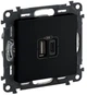 Зарядний пристрій з двома USB-роз'ємами тип А+типС Valena LIFE, 240V, 5V, 3A, матовий чорний Legrand (2000003249794) - зображення 1