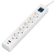 Подовжувач мережевий 2E 3м, 5xТипF, 16A, 1xUSB-A,1xUSB-C, фільтр, білий - зображення 3
