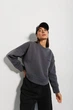 Толстовка женская укороченная свитшот флис без капюшона L-XL серая - изображение 1