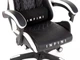 Игровое кресло Infini Five чёрно-белое ткань + металл, 126×67×44 см, 120 кг - изображение 6