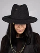 Шляпа федора шерстяная с золотистыми аксессуарами D.Hats цвет черный - изображение 3