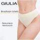 Трусы бразилиана женские бесшовные в рубчик Giulia BRASILIAN BRIEFS RIB S/M White-vanilla, трусики из микрофибры - изображение 1