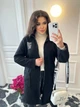 Длинный теплый женский кардиган букле баранец с капюшоном и карманами для полных женщин 48/50, Черный - изображение 6