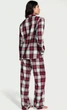 Піжама фланелева Victoria's Secret Victoria's Secret Flannel Long Pajama Set червона з чорним клітинка с золотою ниткою і вишивкою S - изображение 3