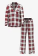 Піжама фланелева Victoria's Secret Victoria's Secret Flannel Long Pajama Set червона з чорним клітинка с золотою ниткою і вишивкою S - изображение 4