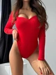 Боді з декольте, та з PUSH-UP, мод ОСІП - 708, червоний, 42-44 - изображение 4
