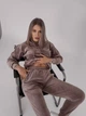 Женский велюровый костюм с капюшоном кофейного цвета 36413 42/44 - изображение 5