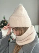Комплект жіночий шапка в'язана і баф Zefur One size бежевий - зображення 3