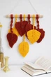 Натуральне настінне панно макраме Meloman Red+Yellow Leafs , 30 * 45 см в етно стилі, бохо - зображення 1