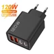 Сетевое зарядное устройство Блок питания для телефона Maerknon 120W 2 USB A + 2 USB Type-C Быстрая зарядка PD+QC3.0 Блок зарядки для Samsung, IPhone, Xiaomi, Redmi, Huawei, Realme 670 Black - изображение 1
