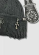 Зимняя шапка докер с металлической фурнитурой Chrome Hearts 55-58 см Темно-серый - изображение 4