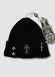 Зимняя шапка докер с металлической фурнитурой Chrome Hearts 55-58 см Черный - изображение 2