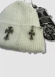 Зимняя шапка докер с металлической фурнитурой Chrome Hearts 55-58 см Белый - изображение 3
