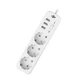 Мережевий фільтр-подовжувач LogicPower PREMIUM LPX3 3 розетки, 3 USB порти, 4m, 2200Вт - зображення 1